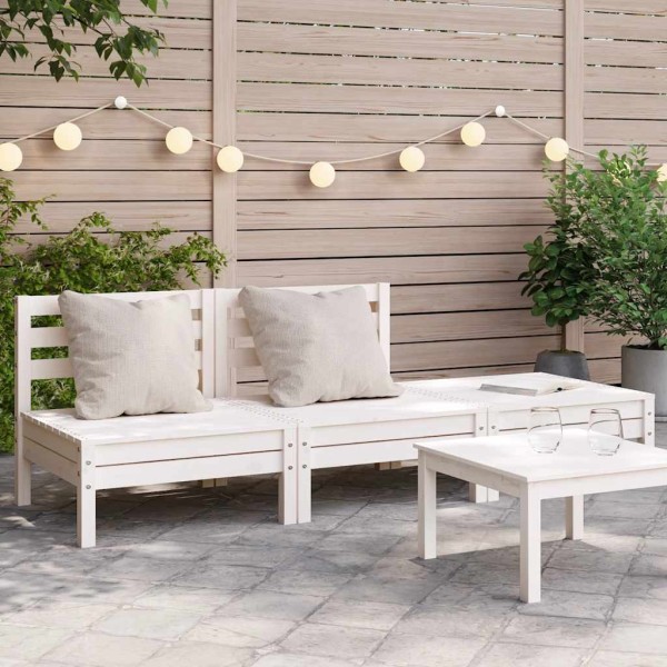 Three-seater garden sofa, white, solid pine wood