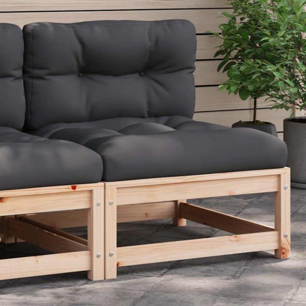 Part of a garden sofa with cushions, solid pine, without armrests