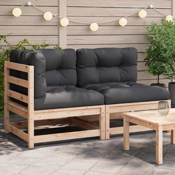 Double garden sofa with cushions, solid pine wood