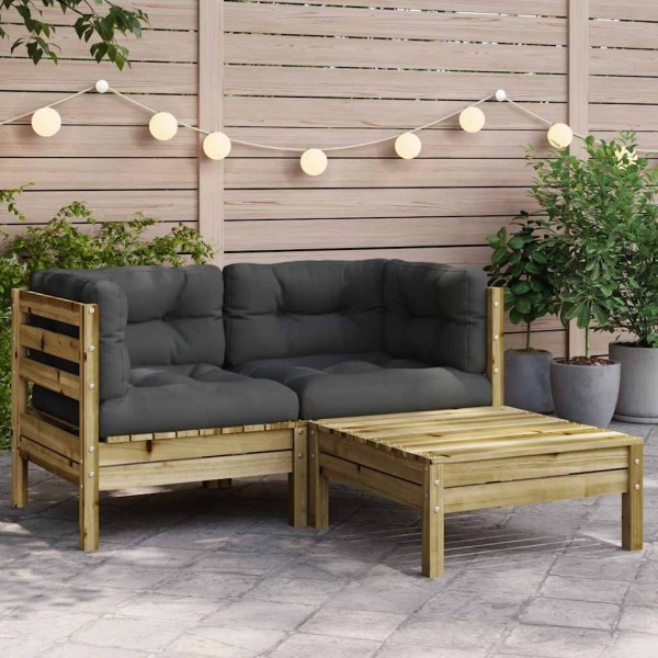Double garden sofa with cushions and footstool