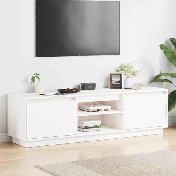 TV cabinet, white, 140x35x40cm, solid pine