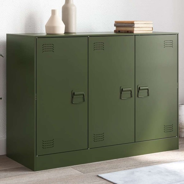 Side cabinet, olive green, 99x39x73cm, steel