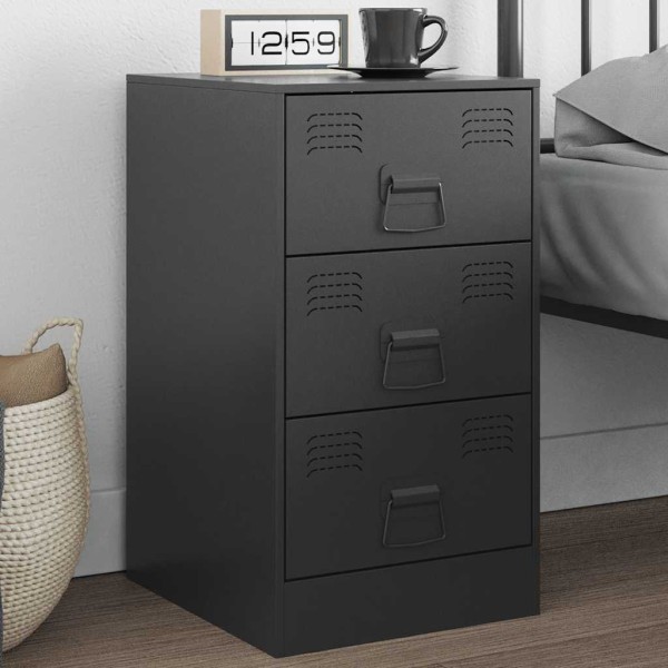 Bedside cabinet, black, 34.5x39x62cm, steel