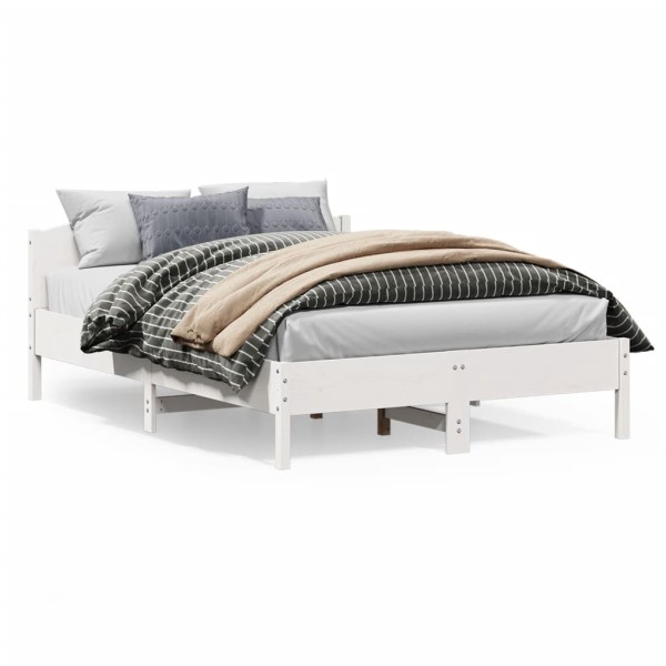 Bed frame without mattress, white, 140x200cm, solid pine