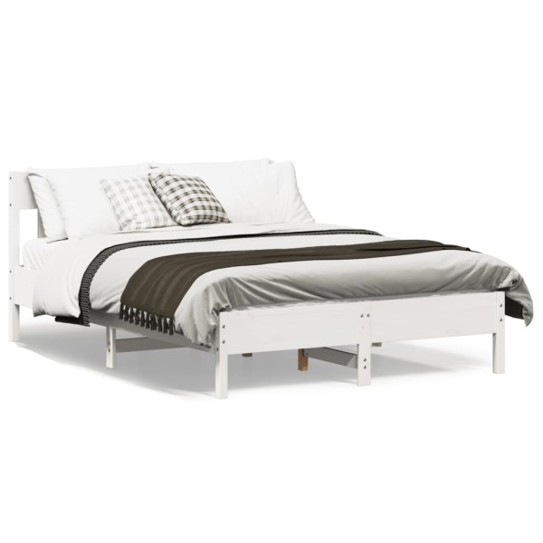 Bed frame without mattress, white, 140x190cm, solid pine