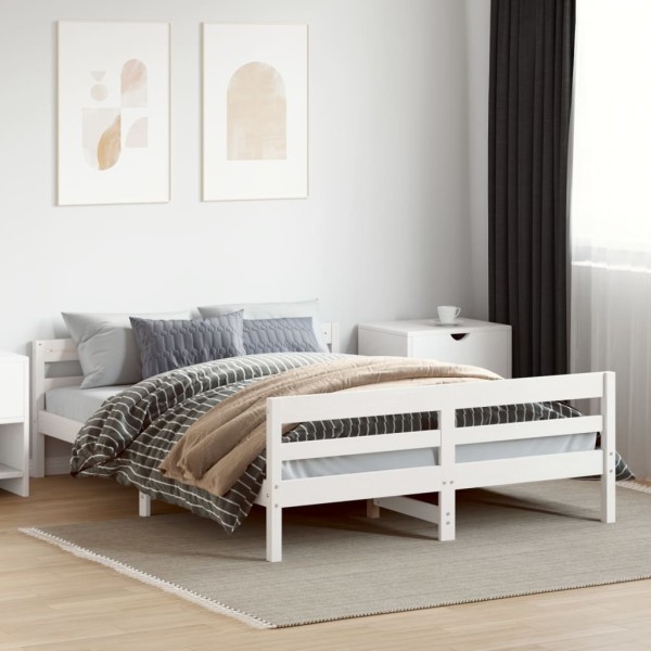 Bed frame without mattress, white, 140x200cm, solid pine