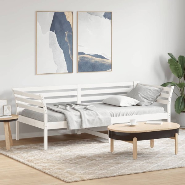 Bed without mattress, white, 90x200cm, solid pine wood