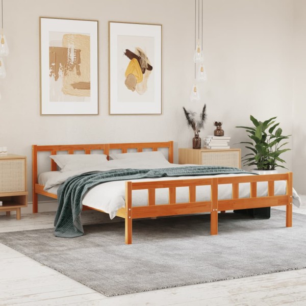 Bed frame without mattress, wax brown, 160x200cm, solid pine