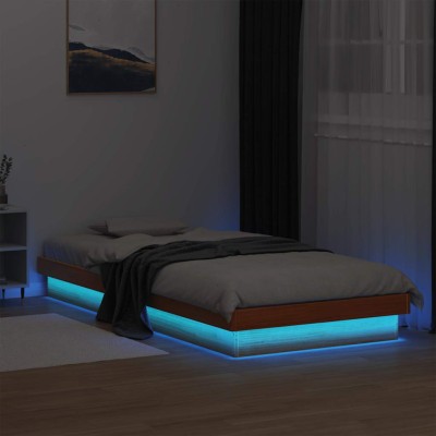 LED bed frame, wax brown,...
