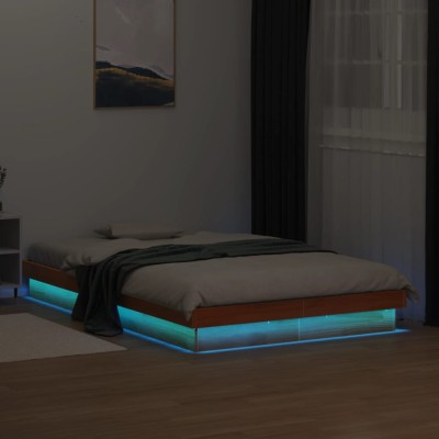 LED bed frame, wax brown,...