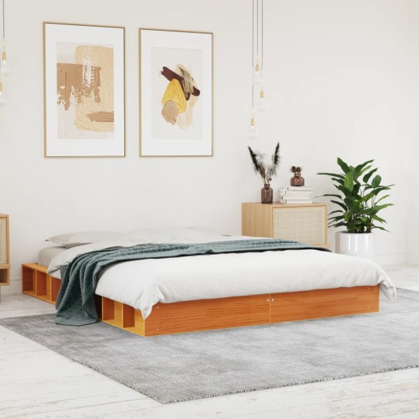 Bed frame without mattress, wax brown, 160x200cm, solid pine