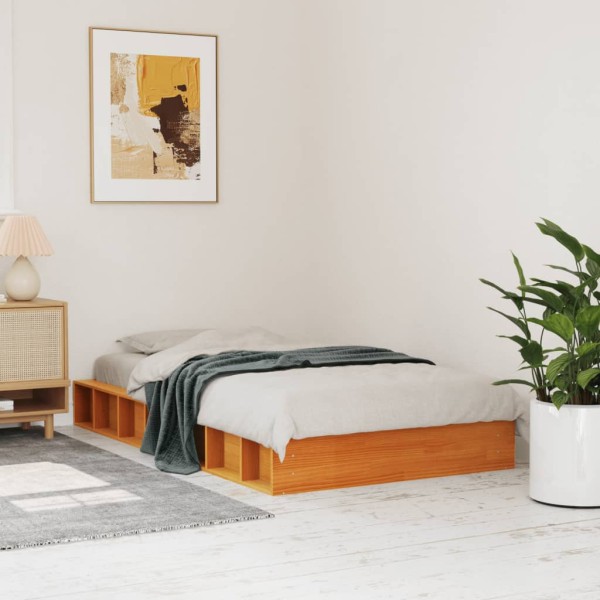 Bed frame without mattress, wax brown, 90x200cm, solid pine
