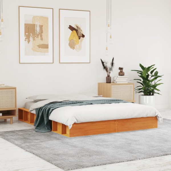 Bed frame without mattress, wax brown, 120x190cm, pine