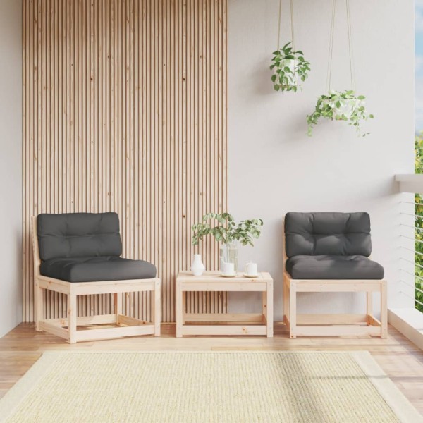 Garden sofa parts with cushions, 2 pcs., solid pine