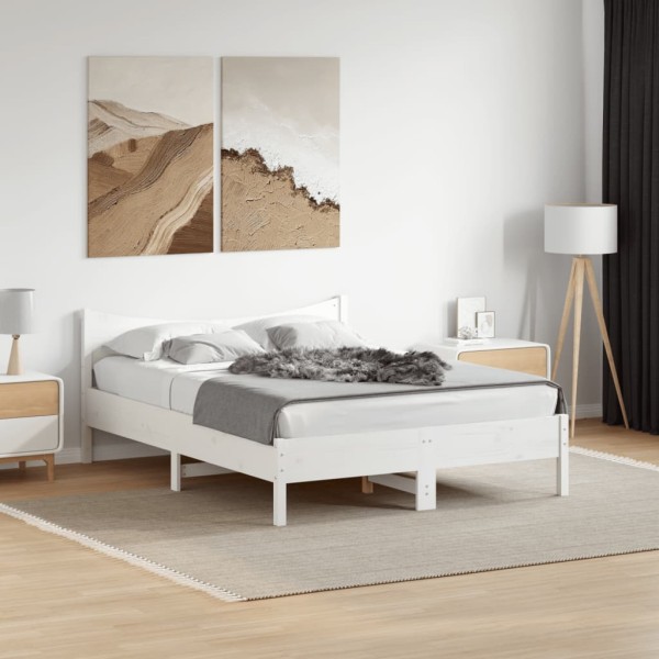 Bed frame without mattress, white, 140x200cm, solid pine