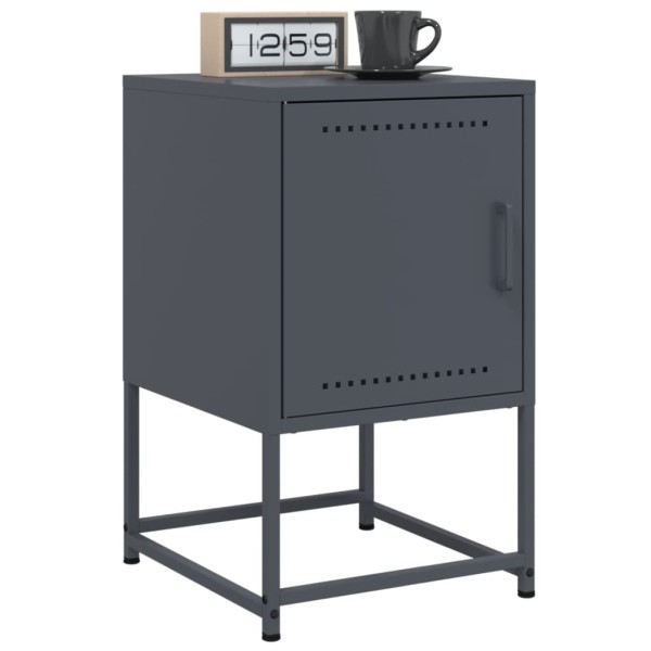 Bedside cabinets, 2 pcs., anthracite, 36x39x60.5cm, steel