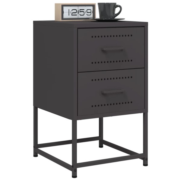 Bedside cabinets, 2 pcs., black, 36x39x60.5cm, steel