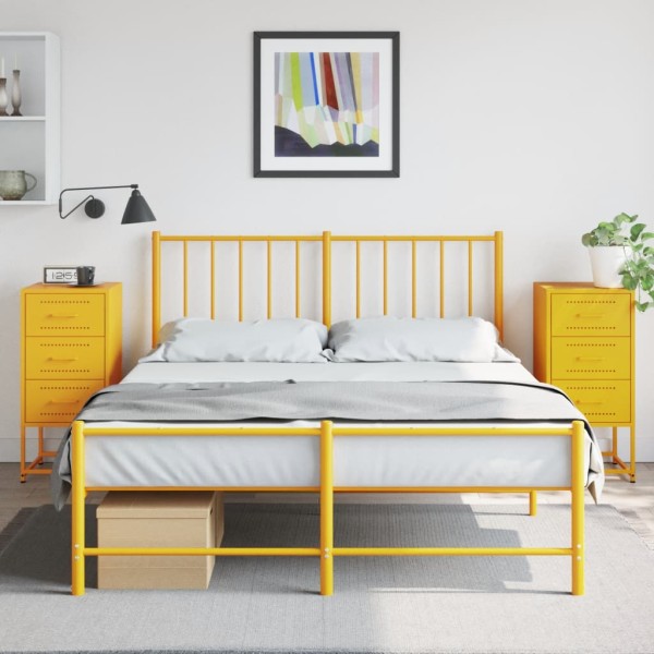 Bedside cabinets, 2 pcs., mustard, 36x39x78cm, steel