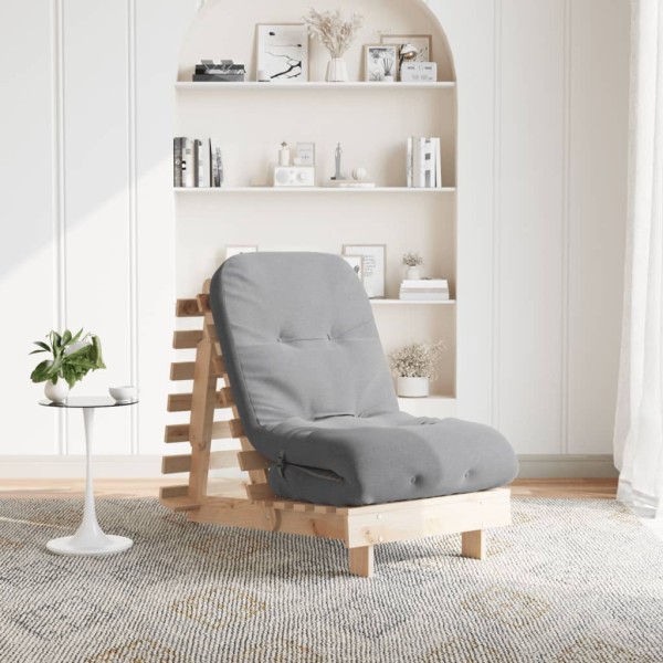 Futon sofa-bed with mattress, 60x206x11cm, solid pine