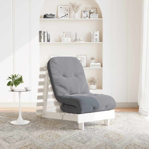 Futon sofa-bed with mattress, white, 60x206x11cm, pine