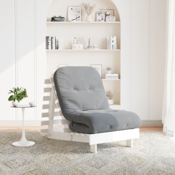 Futon sofa-bed with mattress, white, 70x206x11cm, pine