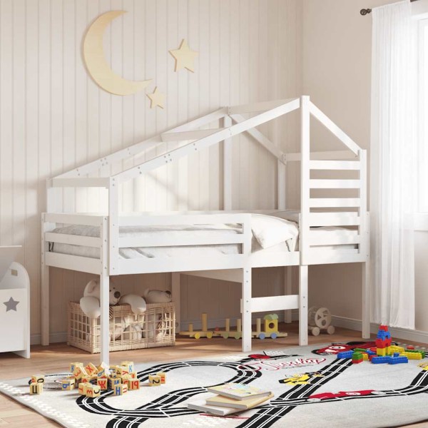 Children's bed canopy, white, 198x87x113cm, solid pine