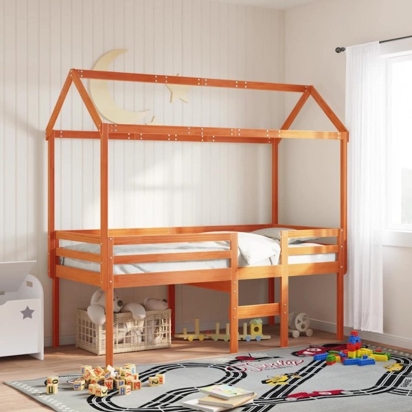 Children's bed canopy, wax brown, 207x95.5x159cm, pine