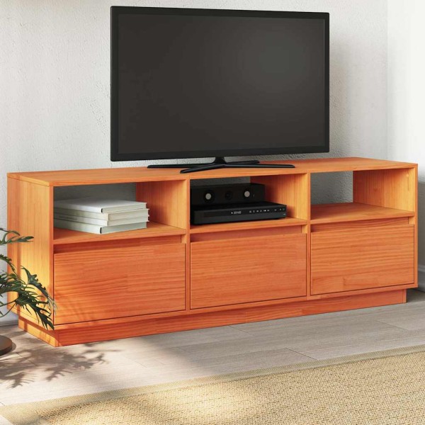 TV cabinet, wax brown, 140x37x50cm, solid pine