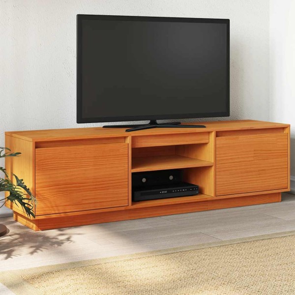 TV cabinet, wax brown, 140x35x40cm, solid pine