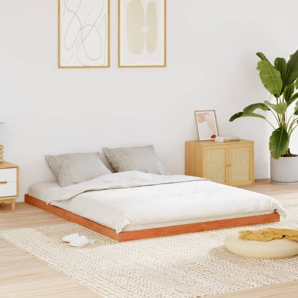 Bed frame, wax brown, 150x200cm, solid pine wood