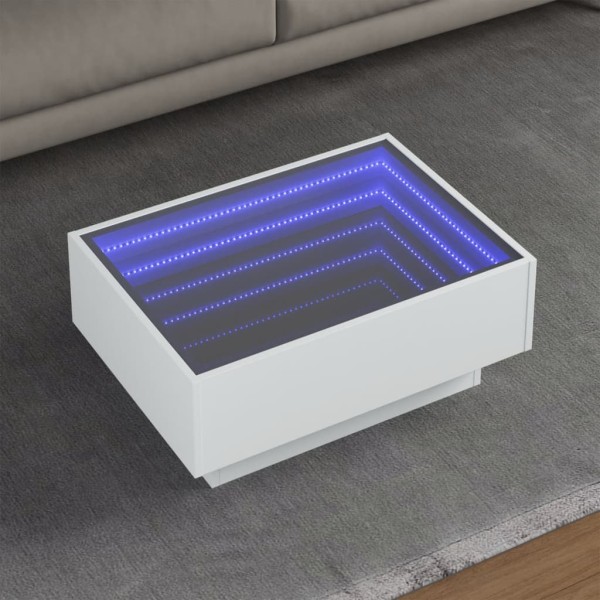 Coffee table with LED, white, 70x50x30cm, processed wood