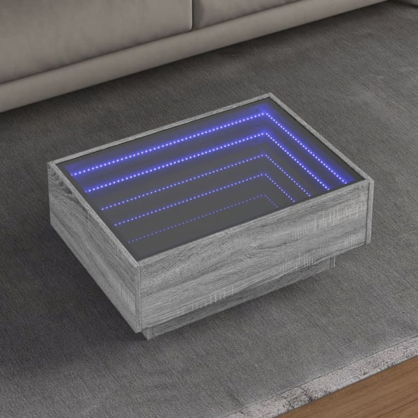 Coffee table with LED, gray oak, 70x50x30cm, wood
