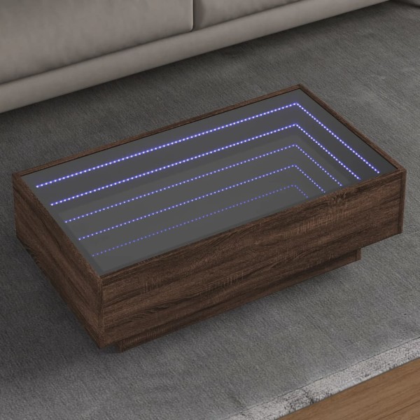 Coffee table with LED, brown oak, 90x50x30cm, wood