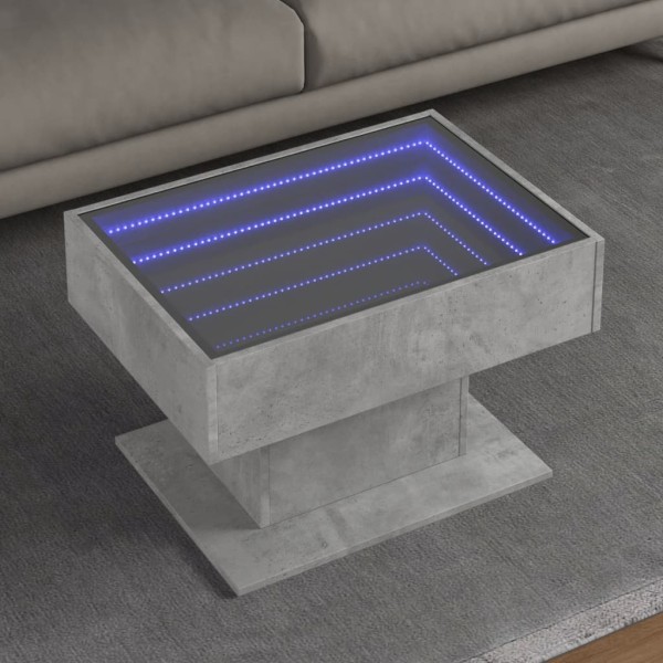 Coffee table with LED, concrete, 70x50x45cm, processed wood