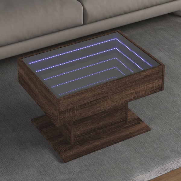 Coffee table with LED, brown oak, 70x50x45cm, wood