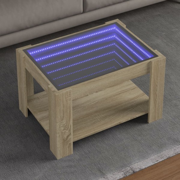 Coffee table with LED, oak, 73x53x45cm, treated wood