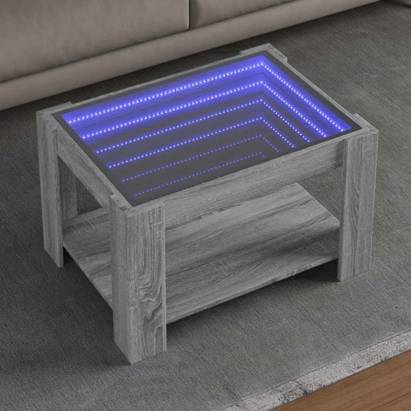 Coffee table with LED, gray oak, 73x53x45cm, wood