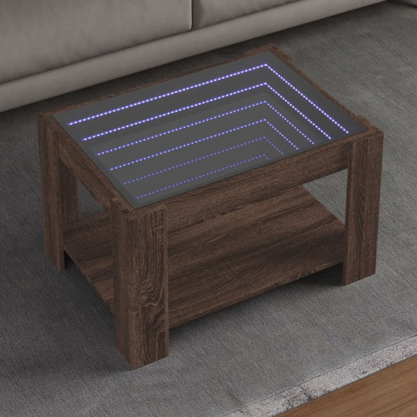 Coffee table with LED, brown oak, 73x53x45cm, wood