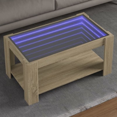 Coffee table with LED, oak,...