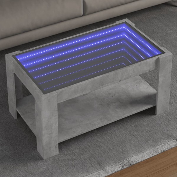 Coffee table with LED, concrete, 93x53x45cm, processed wood
