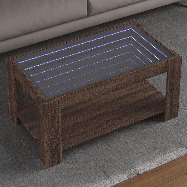 Coffee table with LED, brown oak, 93x53x45cm, wood