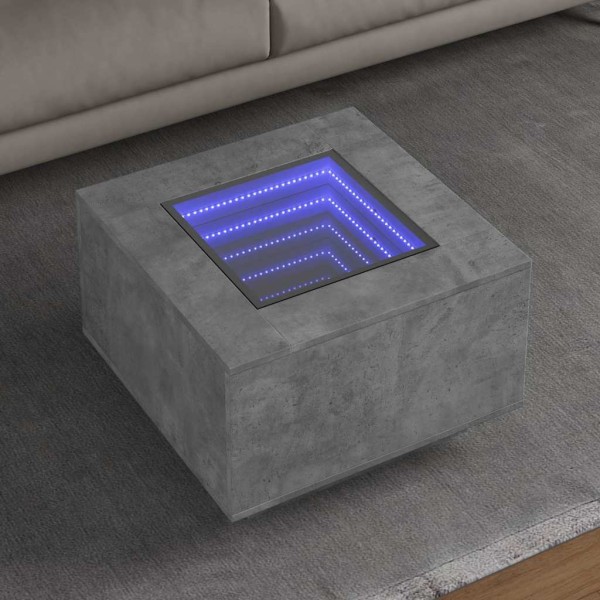 Coffee table with LED, concrete, 60x60x40cm, processed wood