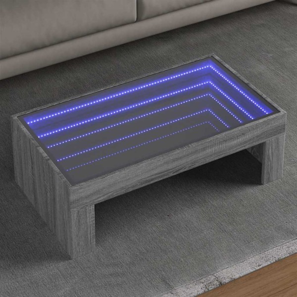 Coffee table with Infinity LED lights, gray, 90x50x30cm