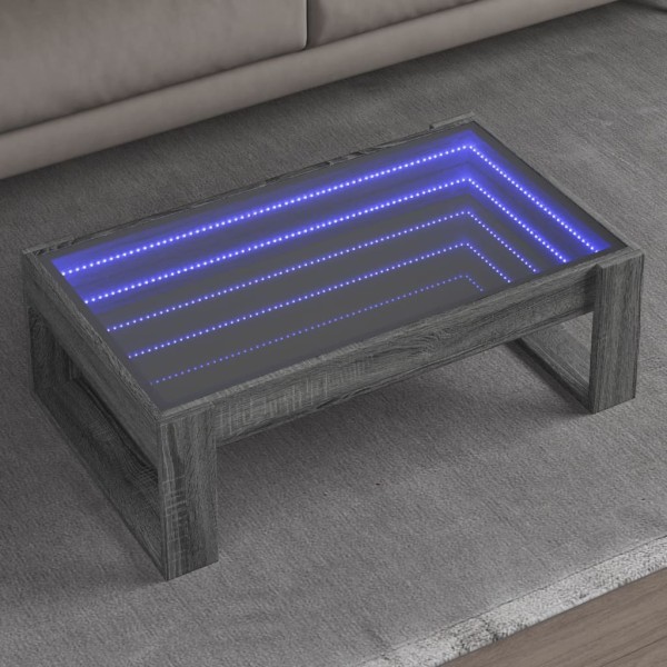 Coffee table with Infinity LED lights, gray, 90x53x30cm
