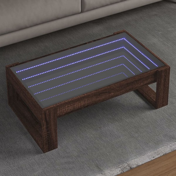 Coffee table with Infinity LED lights, brown, 90x53x30cm