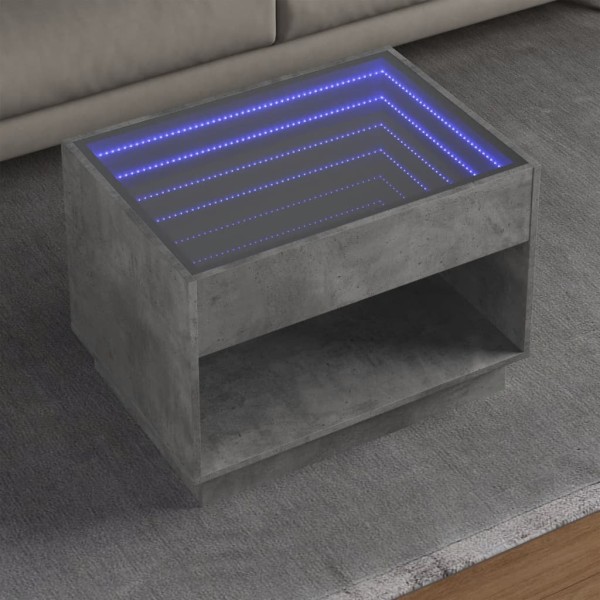Coffee table with Infinity LED lights, concrete, 70x50x50cm