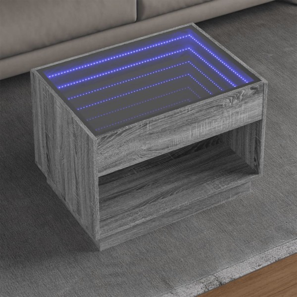Coffee table with Infinity LED lights, gray, 70x50x50cm