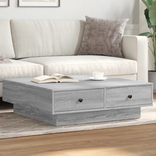 Coffee table, gray oak, 90x90x28cm, treated wood