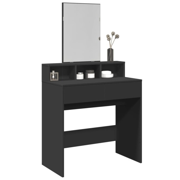 Dressing table with mirror, black, 80x41x144.5cm