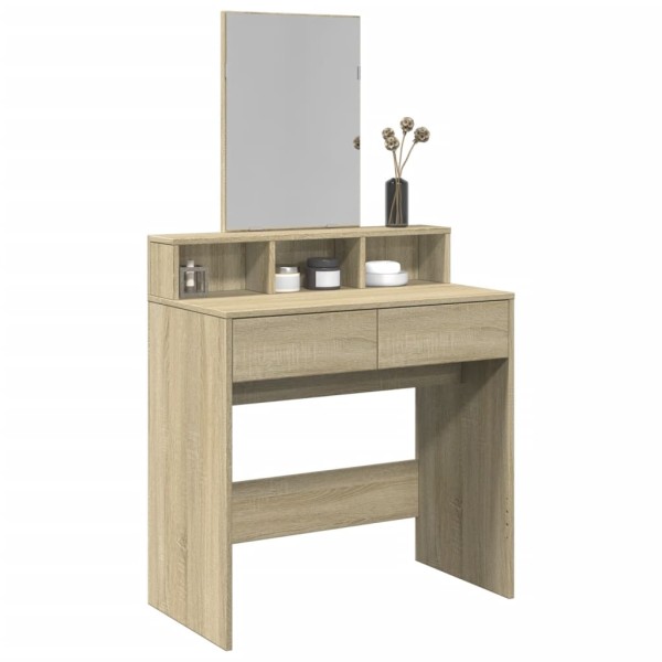 Dressing table with mirror, oak, 80x41x144.5cm